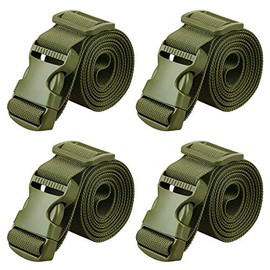 MAGARROW 1.5" Utility Straps with Buckle Adjustable, 4-Pack (Army Green, 9.5 feet Long)
