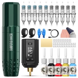 Wormhole Tattoo Gun Kit Tattoo Kit Complete Wireless Tattoo Machine Kit With 1200 mAh Tattoo Battery for Tattoo Beginners WTK389