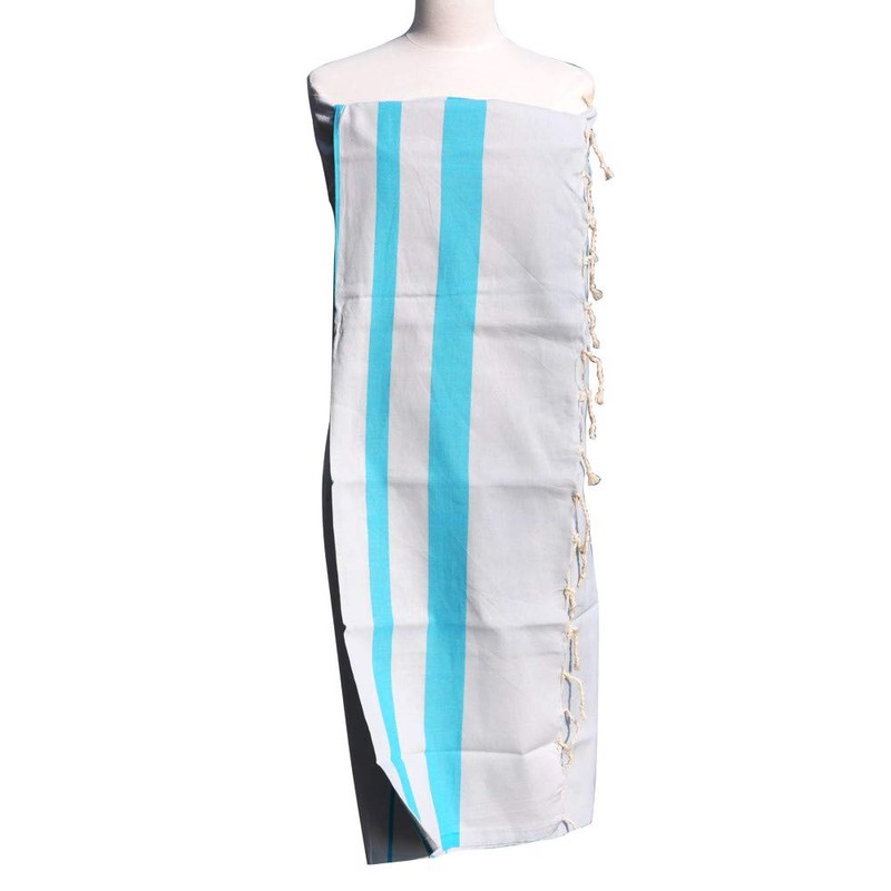 LES POULETTES - Fouta Beach Towel Beige Cotton and Turquoise