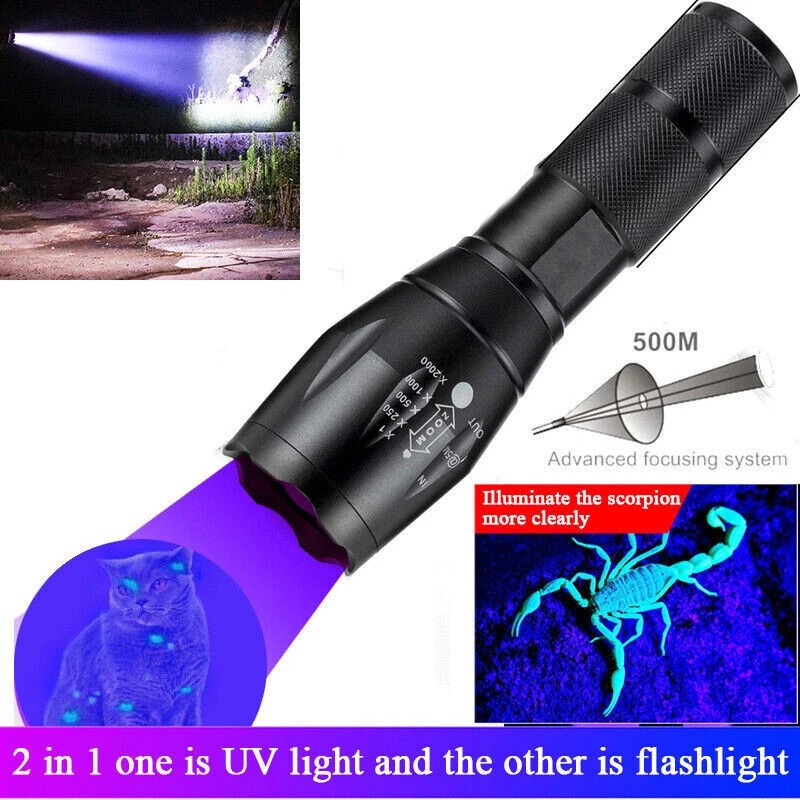 Unbranded UV Flashlight Black Light Super Bright 120000lm Torch Ultra