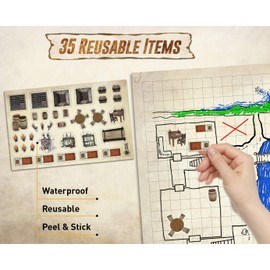 Battle Game Mat for DND - Dry Erase Reusable Square Grid Board Game Map for Dungeons and Dragons - Perfect Accessories Set for Starters and Masters - 3 Pack 24x36 Inches