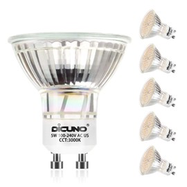 DiCUNO GU10 LED Bulbs 5W Warm White 3000K, 500lm, 120 Degree Beam Angle, Spotlight, 50W Halogen Bulbs Equivalent, Non-dimmable MR16 LED Light, 6-Pack