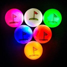 Mile High Life Glow in The Dark Golf Balls, 6 pcs Flag Glowing Golf Balls, Waterproof Light Up Golf Ball for Men and Women, 40 Hours Lighting Life Span, 6 Colors