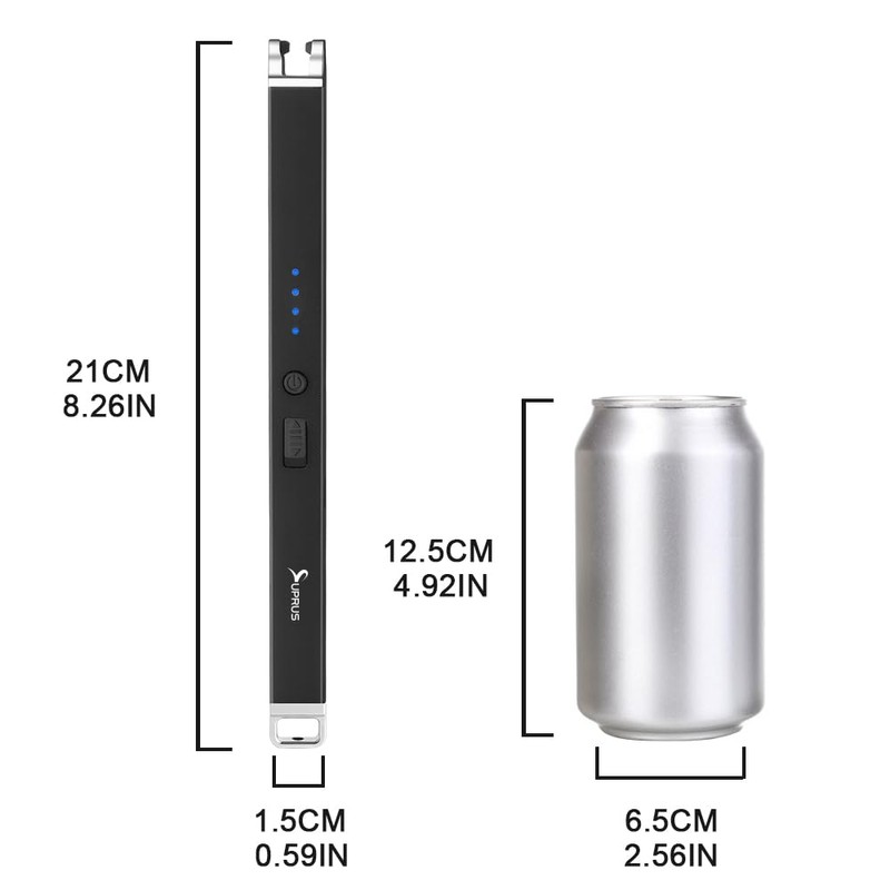 SUPRUS Electric Arc Lighter Windproof Flameless Rechargeable USB Lighter with