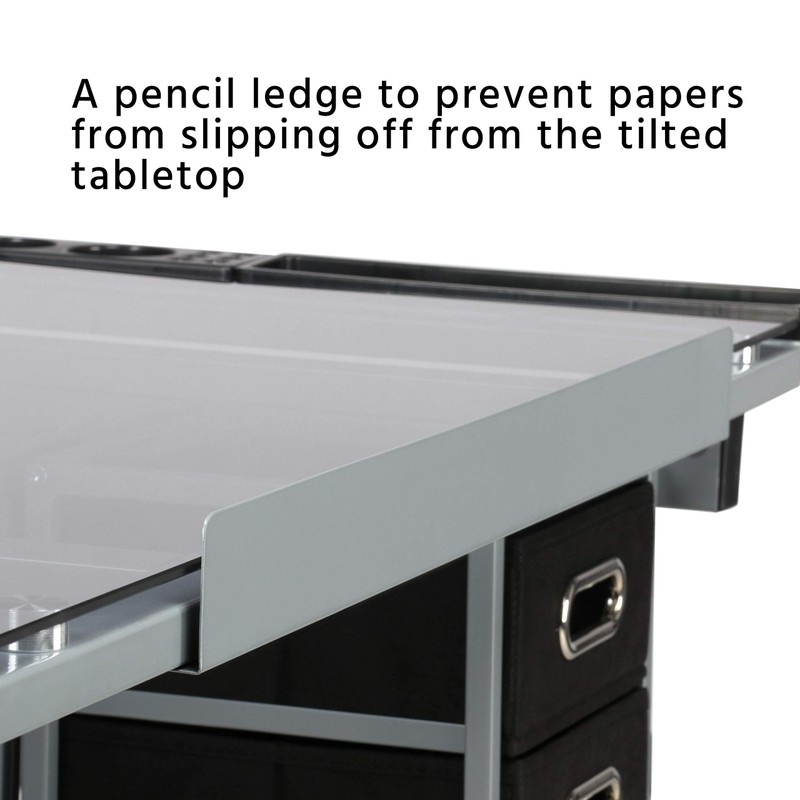 Topeakmart Glass Drafting Table Rolling Drawing Desk Artists Art Craft