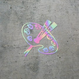 Decal Stickers of Artist Pallet & Brushes 02 (Hologram) (Set of 2) Premium Waterproof Vinyl Decal Stickers for Laptop Smartphone Car Dirt Bike Wall Room Mason Jar Bathtub Door - ANDstic514844HO