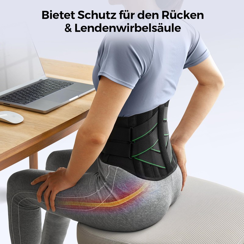 FREETOO Back Support Belt with 7 Metal Supports, Comfortable Back