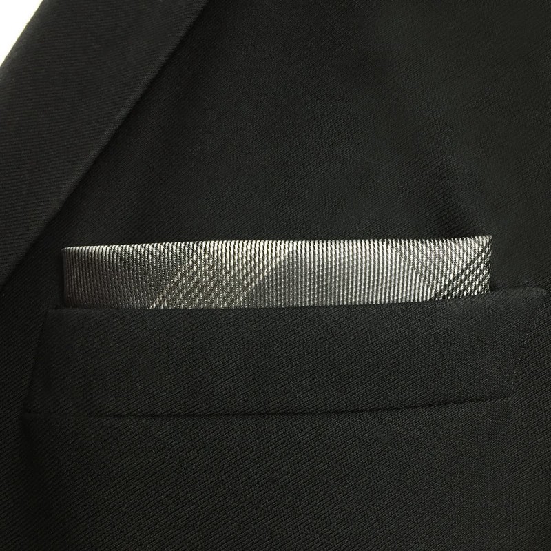 S1 SHLAX&WING Check Grey Men's Necktie 100% Silk, 12.6 x