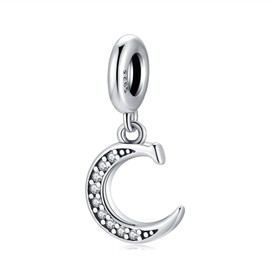 TIZU Women's Letter Charm 925 Sterling Silver, Ladies Charm Pendant Letter A-Z, Compatible with European Bracelets and Necklace, Bead Charms Jewellery Gifts for Women Girls, Cubic Zirconia