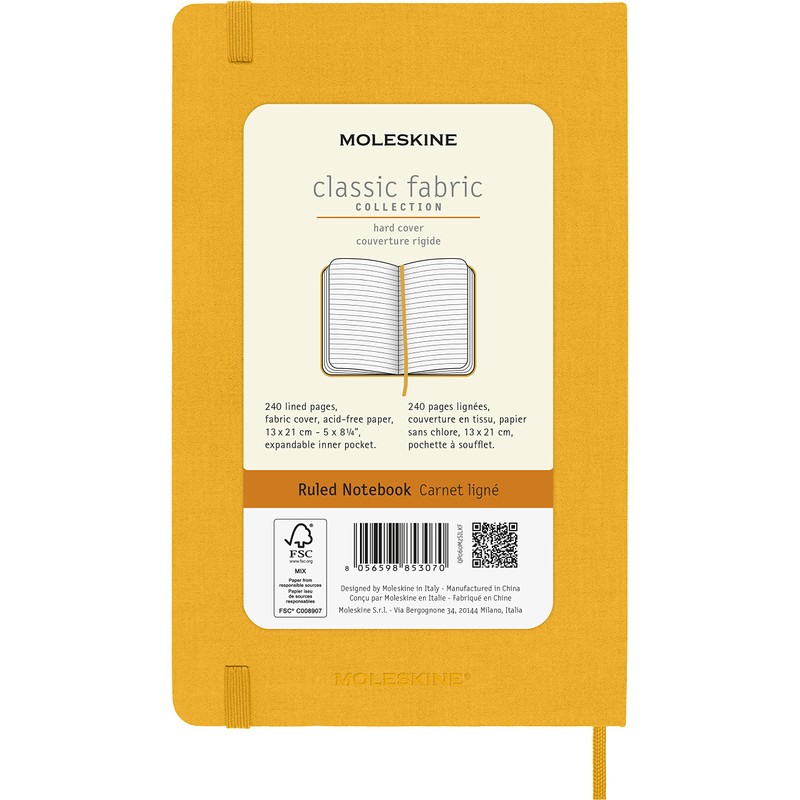 Moleskine Classic Ruled Notebook with Elastic Closure Silk Cover Large