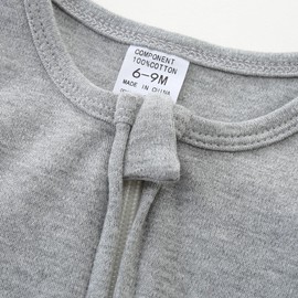 KIDDLETOWN Baby Zipper Pyjamas, Unisex Infant Onesie with Mittens, Long Sleeve, Foot Pjs (Dark Grey, 6-9 Months)