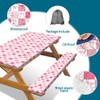 Picnic Table Cover with Bench Covers, Checkered Bownot Elastic Edges