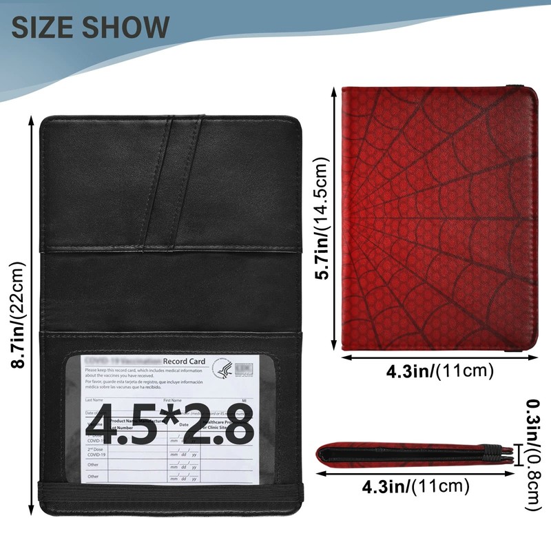 Spider Passport Holder with Vaccine Card Slot RFID Blocking Passport