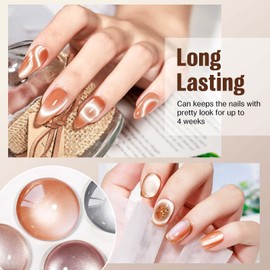 vieafenti Cat Eye Gel Nail Polish Brown Magnetic Moonlight Gel Polish with Magnet 15ml, Glossy Cateye Glitter Polish DIY Nail Art Soak off Manicure for Home Salon