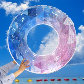 Float Ring for Adults and Children, Diameter 35.4 inches (90 cm), Suitable for Swimming, Water Play, Lake, Party, Summer Vacation, Outdoor, Leisure Swimming Pool (Sequins)