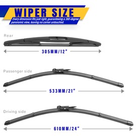 3 wipers Replacement for 2012-2017 Buick Enclave, Windshield Wiper Blades Original Equipment Replacement - 24"/21"/12" (Set of 3) Pinch Tap