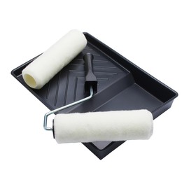 ProDec Contractor 9 inch x 1.75" 4 Piece Twin Medium Pile Polyester Paint Roller, Cage Frame and Tray Set for Painting with Emulsion Paints on Interior Walls and Ceilings, 9"