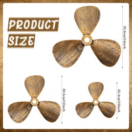 Gisafai 3 Pcs Metal Nautical Ship Propeller Nautical Wall Vintage Decor for Home Ship Boat Airplane Rustic Propeller Wall Art Interior