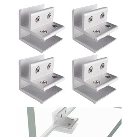 Lyeteung 4 pieces 13.5 mm glass clamp, aluminium alloy glass holder, adjustable glass clamp, glass connector, glass mounting clip, glass support brackets, for 10-13 mm thick glass, 90 degrees