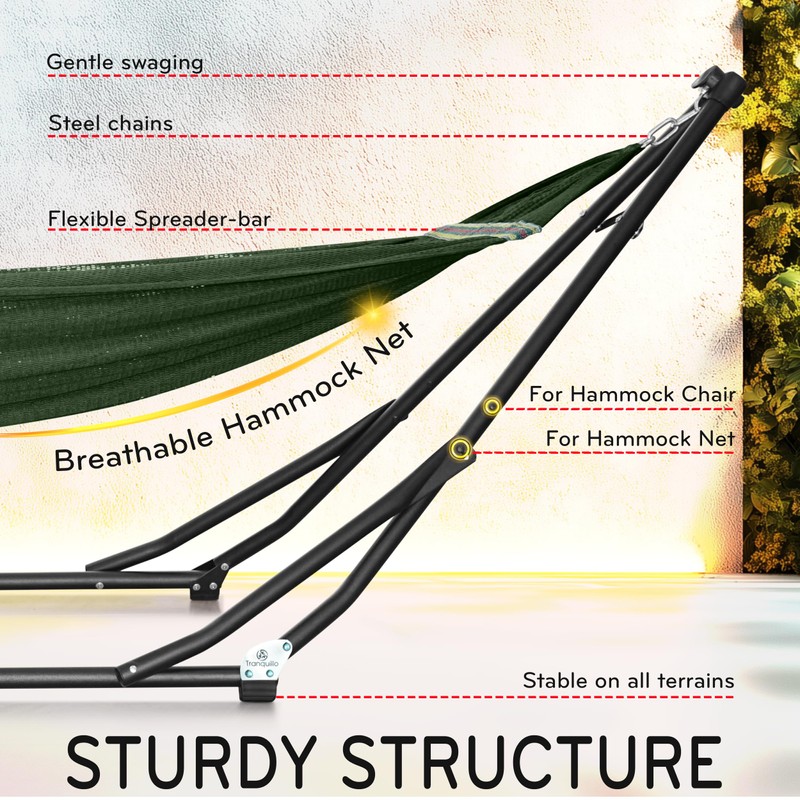 Tranquillo UniGen Hammock/Hammock with Stand for Outside, Double Hammock for