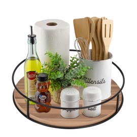 360°Rotating Lazy Susan Spice Organizer-Wooden Lazy Susan for Cabinet,Space-Saving Wooden Base for Salt,Pepper&Oil Bottles