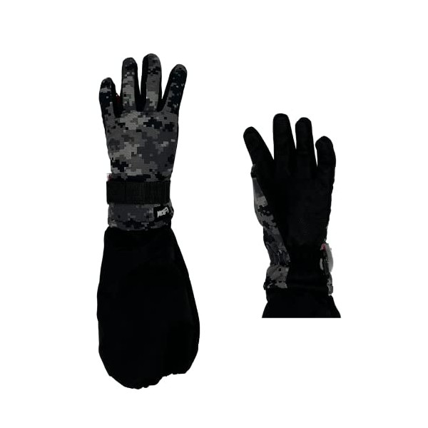 L-Bow Kids Camo Cold Weather Waterproof Elbow Length Glove (Gray,