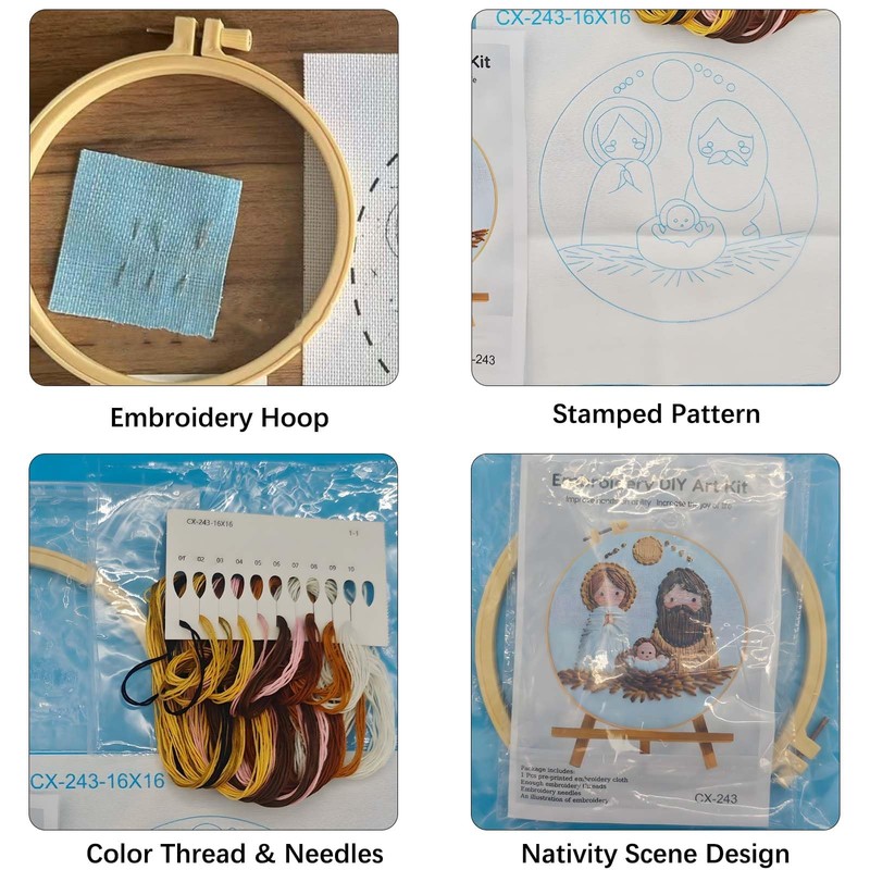 Roioiow Nativity Scene Embroidery DIY Art Kit - Complete Material