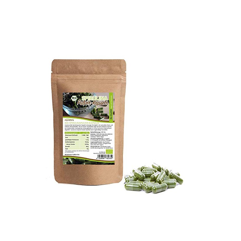 Mynatura Organic Spirulina Powder Capsules Algae Vegan Raw Food Minerals