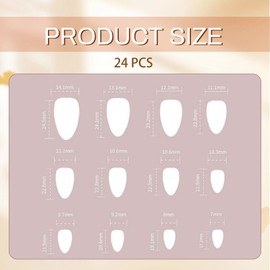 Shimmerz 24 Stück Mittellange Mandel Kunstnägel Set tiefes Meeresblau mit 3D Blumen Schmetterling Perlen Muschel wiederverwendbare Wearable Fake Nails Geschenkidee