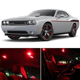 LEDpartsNow Interior LED Lights Replacement for 2008-2017 Dodge Challenger Accessories Package Kit (10 Bulbs), RED