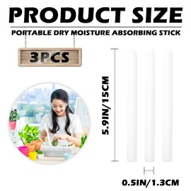 LNQ LUNIQI White Drying Stick Diatomaceous Earth Pack of 3 Portable Absorption Rod Dehumidification Tool Diatomaceous Earth Drying Rod for Kitchen, Suitcase, Wardrobe or Potted Plant (White)