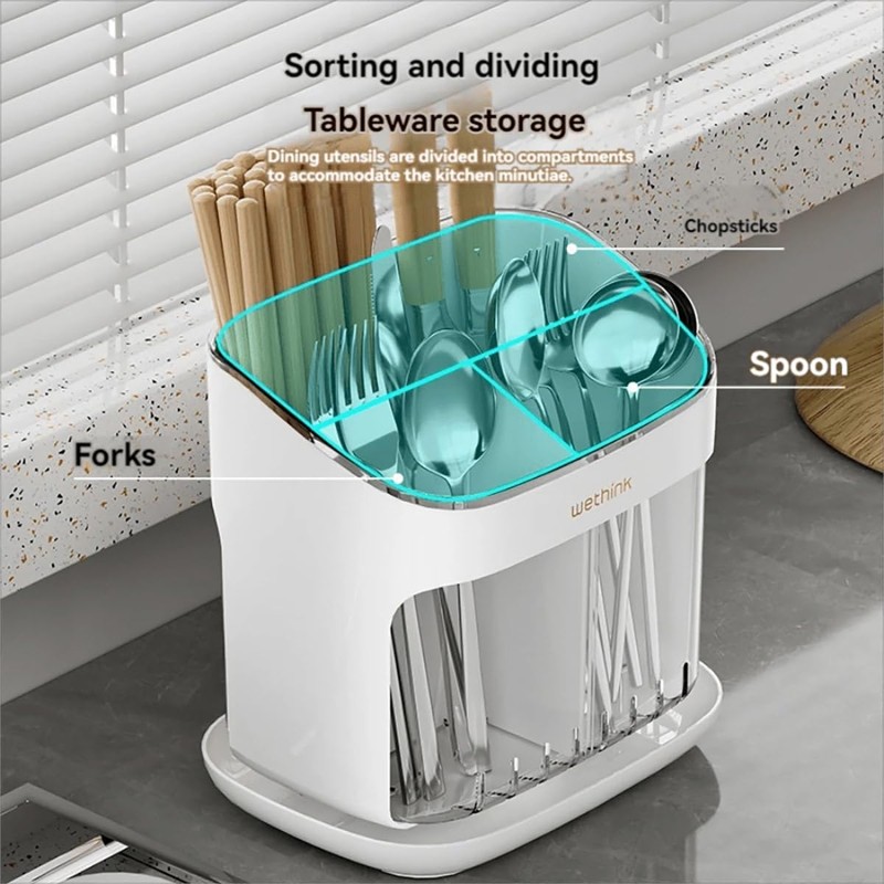 AIMALL Multifunctional Kitchen Utensil Holder – Drain Storage for Chopsticks,