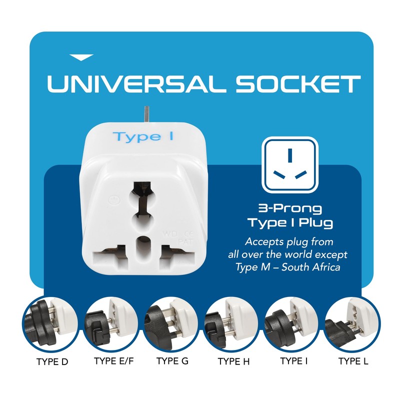 Ceptics Australia, China, New Zealand Travel Plug Adapter (Type I)