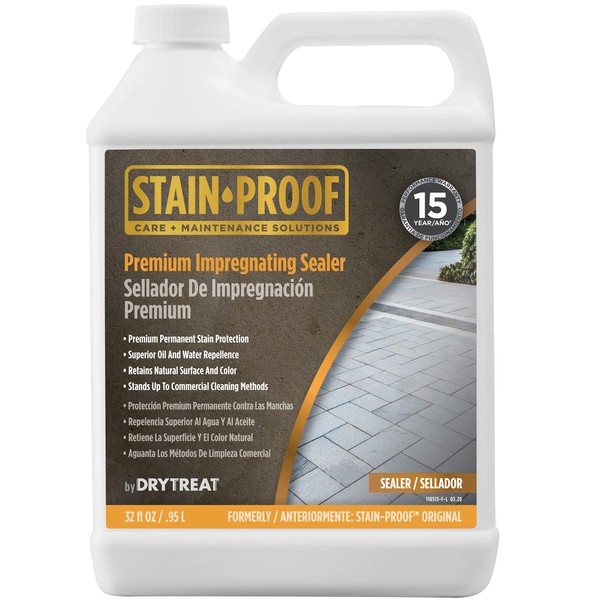 Stain Proof Premium Impregnating Sealer - 1 Quart, Protects Against Stains, Water Damage & Dissolved Salts, Sealer for Granite, Marble, Tile & Stone; for Indoor & Outdoor Application