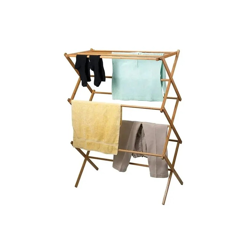 HOME IT Heavy Duty Wooden Clothes Drying Rack - Bamboo