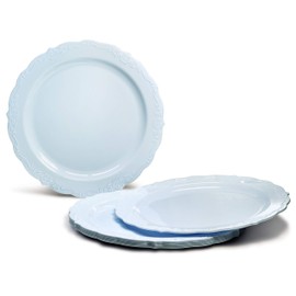 " OCCASIONS " 240 Plates Pack,(120 Guests) Vintage Wedding Party Disposable Plastic Plates Set -120 x 10'' Dinner + 120 x 7.5'' Salad/Dessert (Verona Blue)