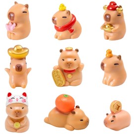 GVMJHYK 9Pcs Mini Capybara Figuren Kuchenaufsätze, Mini Capybara Figures Feengarten Dekoration für Kinder Geburtstag Baby Shower Party Kuchen Puppenhaus Desktop