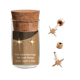 Dainty Little Tiny Thing’s Wish Upon a Star Stud Earrings By Plant Dosage – Nature-inspired Jewelry – Stainless Steel – 18k Gold – 18k Rose-Gold Plated – Cute Glass Jar Packaging – Plastic-Free (18k Gold)