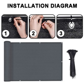 LOVE STORY 3'x10' Charcoal Balcony Privacy Screen Fence Cover (HDPE) UV Protection Weather-Resistant 3 FT Height Shield for Deck, Patio, Backyard, Outdoor Pool, Porch, Railing