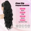 LRSICAL Ponytail Extension, Claw Clip Ponytail Extensions Long Wave Black
