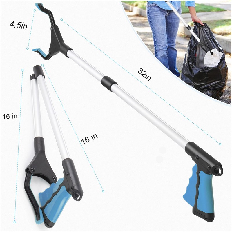 2-Pack Grabber Tool, 32" Long Reacher Grabber Pickup Tool, Trash