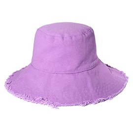 HZEYN Bucket Hats for Women Wide Brim Summer Travel Packable Cotton Bucket Beach Sun Hat UPF 50+, Purple, One Size