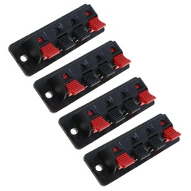 MEETOOT 4PCS 4-Pin Speaker Terminal Blocks 4-Position Amplifier Spring-Loaded Connection Clips Test Clips Stereo Speaker Strip Push-Release Connection Board