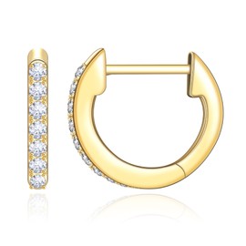 GILIEYER Small Huggie Hoop Earrings, Lightweight Chunky Twisted Earrings Cubic Zircon Gold Hoop Cartilage Jewelry for Women (Style8-Gold)