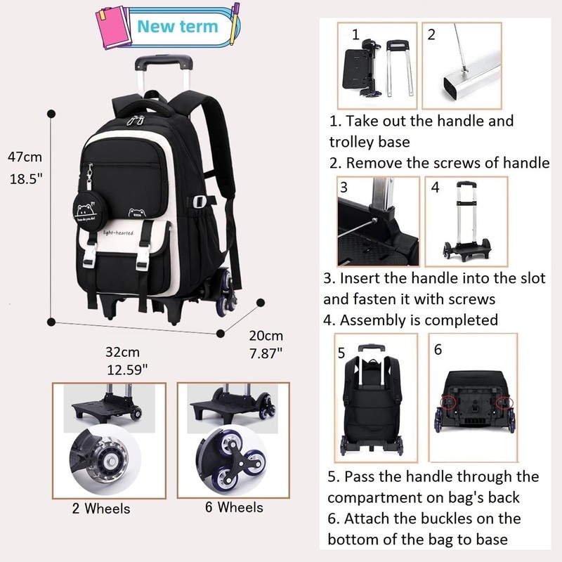 Rolling Backpack for Boys Girls Kids Backpack with Wheels Elementary