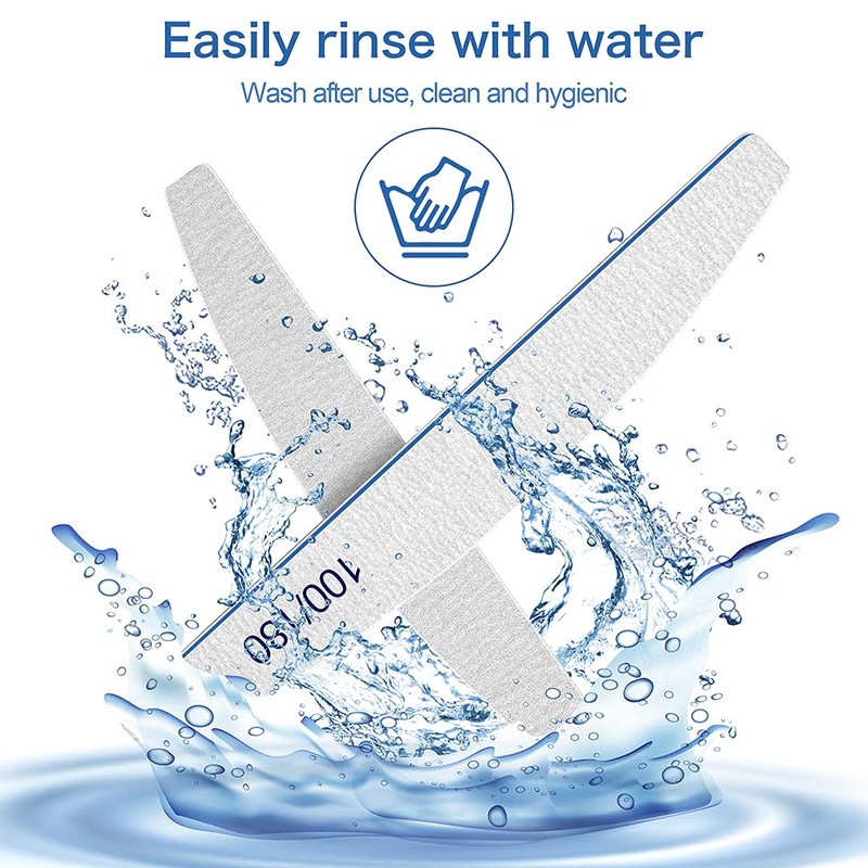 BLESWIN Professional Nail File Set - 12Pcs 100/180 Grit Double-Sided