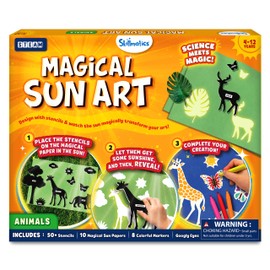 Skillmatics Sun Paper Art Kit - STEM Craft Kit for Kids with Decorative Paper, Stencils & Markers, Create with Sunlight, Mess-Free, Indoor Fun, Gifts for Ages 4, 5, 6, 7, 8, 9, 10, 11, 12
