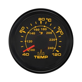 2 Inches /52mm Water Temperature Temp. Gauge 301-22ohm Signal with 8 Lights 12VDC 24VDC for Auto Marine Vehicles (Black&Black)