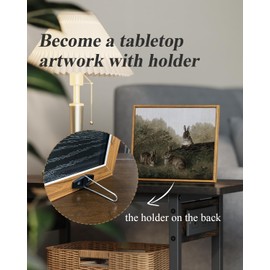 InSimSea Framed Canvas Wall Art Three Easter Rabbits with Vintage Wall Art Decor Animal Landscape Oil Painting Colorful Multicolor for Living Room, Bedroom, Office Wall Decor 8x10in