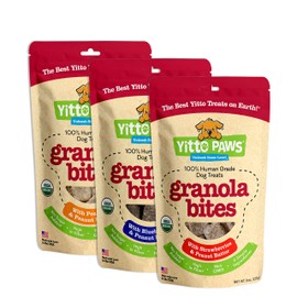 Organic Dog Treats by Yitto Paws - Human Grade, Baked Crunchy Biscuits, Made with Peanut Butter, Real Fruit, No Sugar Added